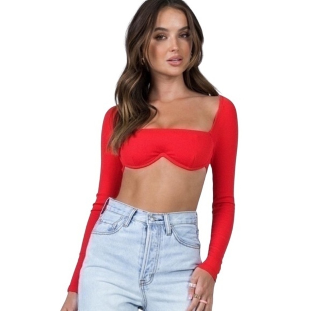 Princess‎ Polly Becca Long Sleeve Crop Top Red